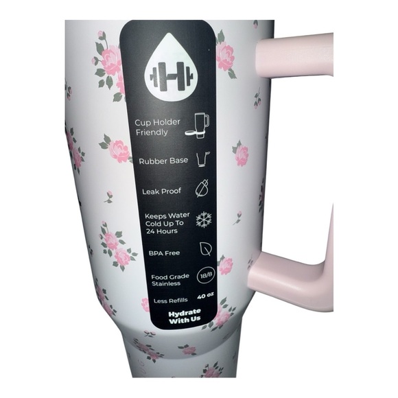 HydroJug 40oz Traveler Tumbler Limited Edition Wild Rose Leakproof Cottagecore - Picture 5 of 11